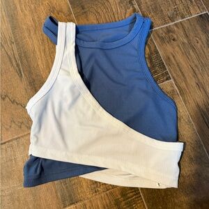 Two-Tone Blue and White Women's Top